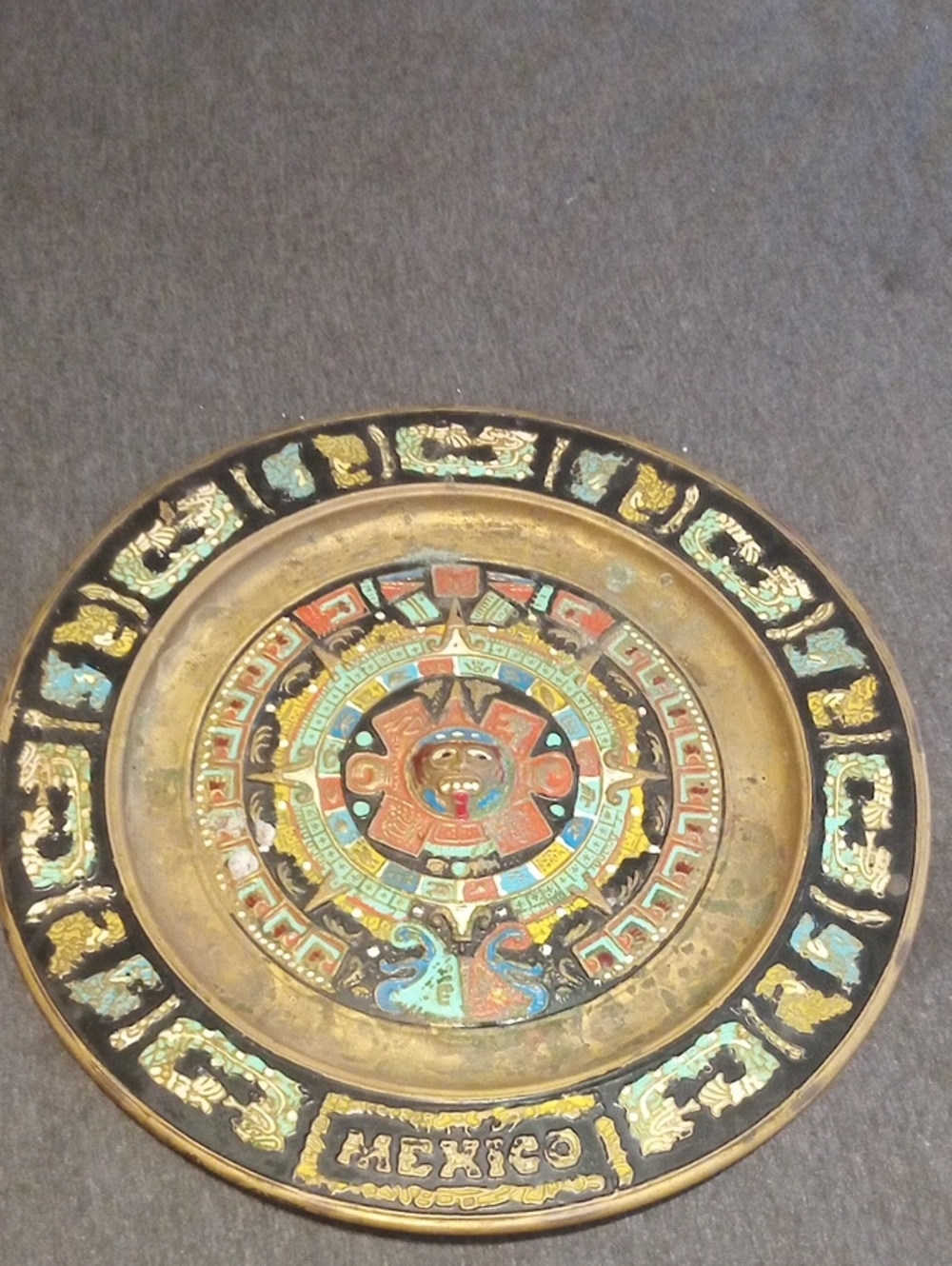 Vintage‎ Aztex Mayan Calender Decorative  Brass Wall Plate